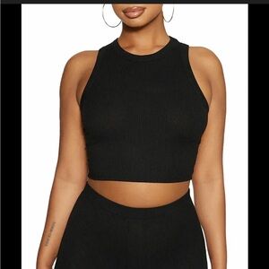Black Ribbed Tank Top - Women's Sleeveless Crop Naked Wardrobe